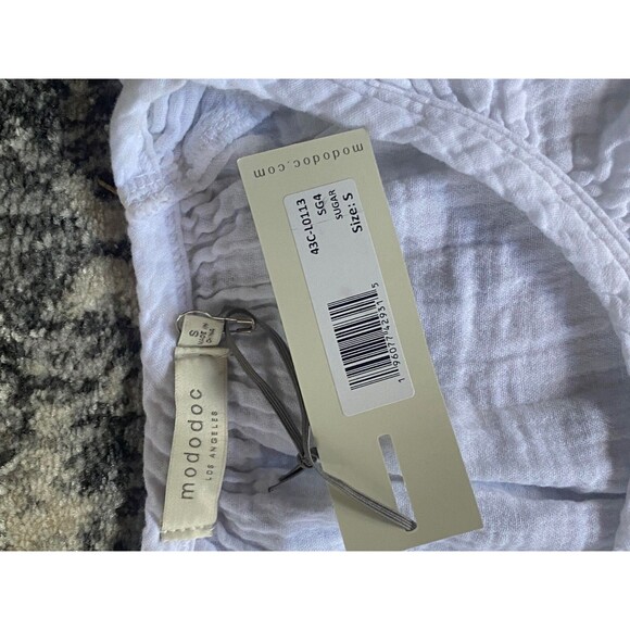 NEW Mododoc Women's Flutter Sleeve Blouse Shirt sz S White - Picture 2 of 3